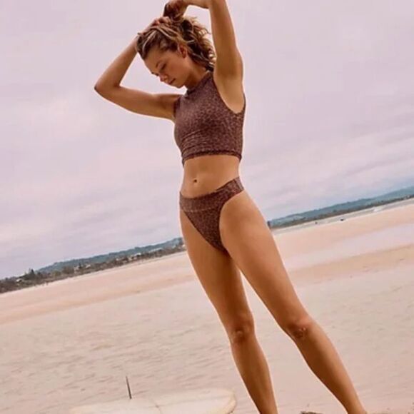 NEW‎ Acacia Mateo bikini bottom leopard animal print brown, L - Picture 2 of 14